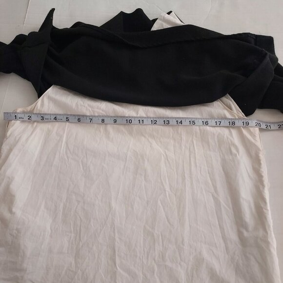 Zara Black/White Mock Neck Shoulder Zip Layered Top Size Medium - Picture 10 of 13